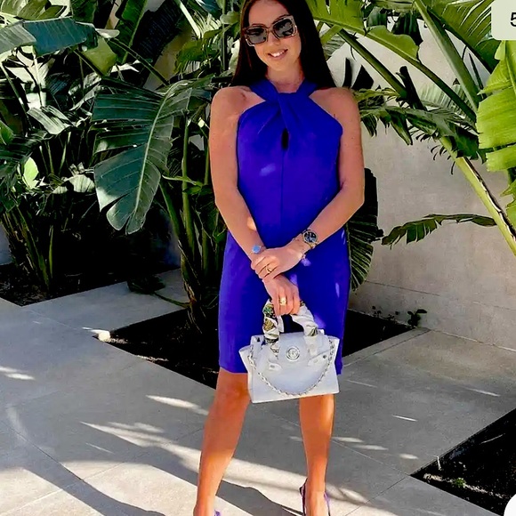 Zara Dress Knotted Halter Dress Size Small Color Blue Sleeveless - Picture 7 of 11